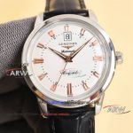 Perfect replica Longines Conquest white dial Swiss automatic mechanical leather strap watch 